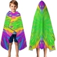 thumbnail image 3 of Colorful Tie Dye Star Flower Pattern Hooded Bath Towel，50"x30" for Ages 3 To 12 Kids, Quick Dry Lightweight Soft Microfiber Hood Beach Towel Cover Up for Kids, 3 of 7