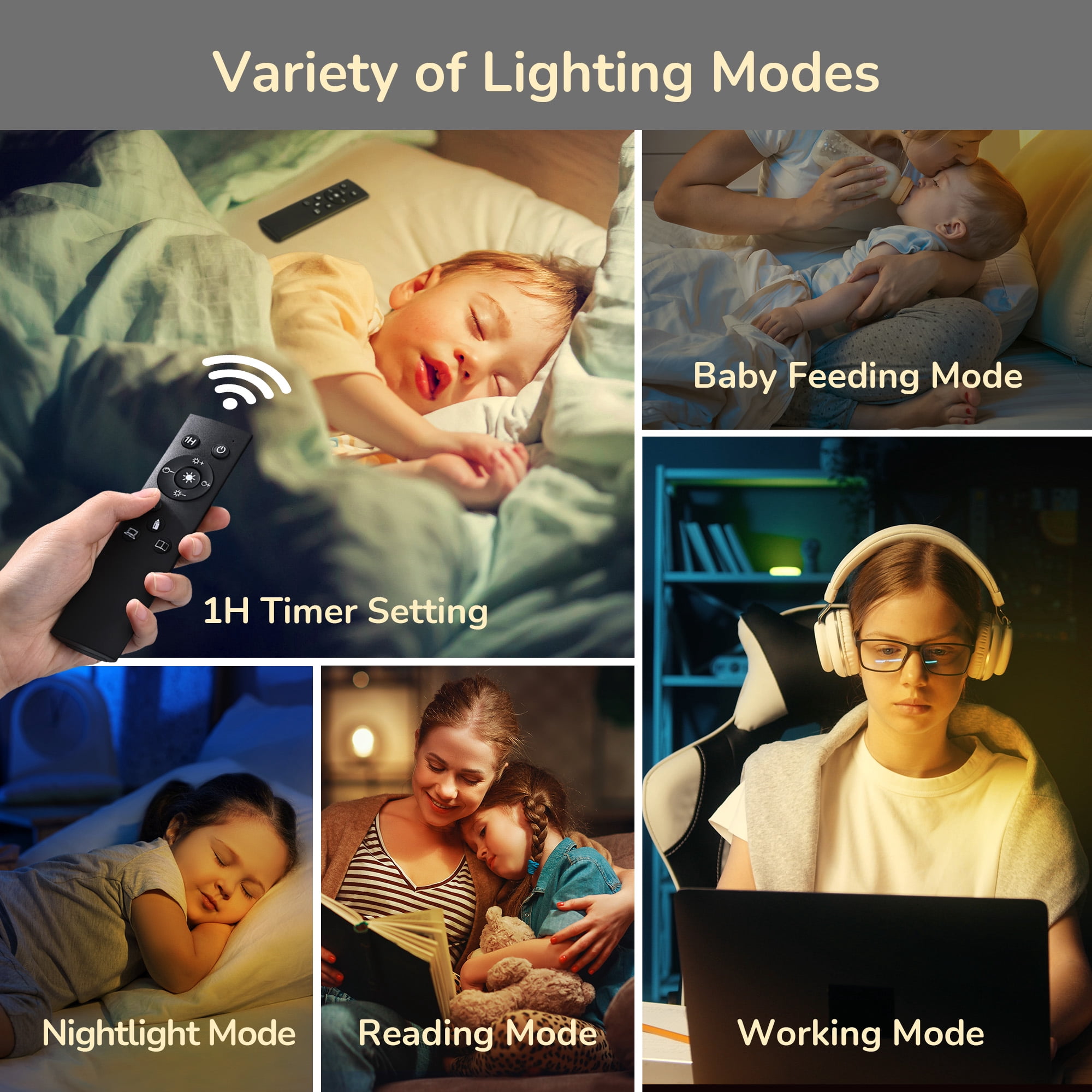 EDISHINE 65in Gold Floor Lamps with Remote for Living Room, 2700K-6000K, Standing Tall Lamp with Night Light Mode and Timer, LED Bulb Included