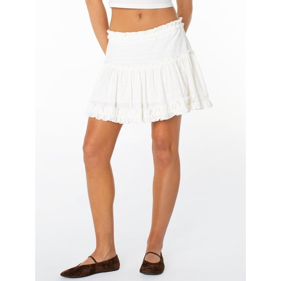 Celebrity Pink Women's Ruffle Trim Mini Skirt, XS-XXXL