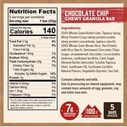 Kodiak Chocolate Chip Chewy Protein Granola Bars, 1.23 oz, 5 Count Cardboard Box