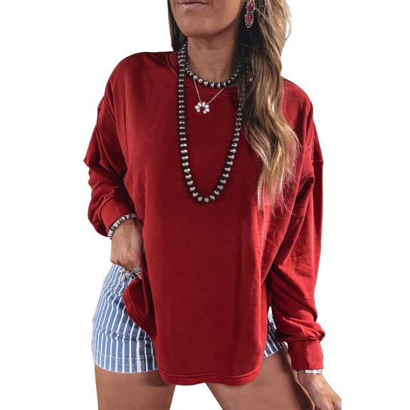 ZhiHiMeRi Women's Racing Red Sweatshirt, Trendy Open Back Casual Top XL