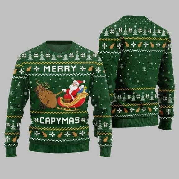 2025 Christmas Funny Merry Capybara Ugly Christmas Sweater 002