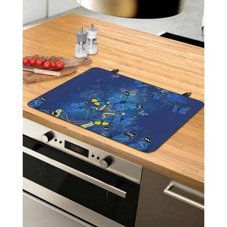 

Blue Butterfly Stove Top Covers for Electric Stove Heat Insulation Fireproof Glass Cooktop Cover Counter Top Glass Stove Cover for Prevent Scratches 31 x24 Yellow Navy Blue Butterfly Art