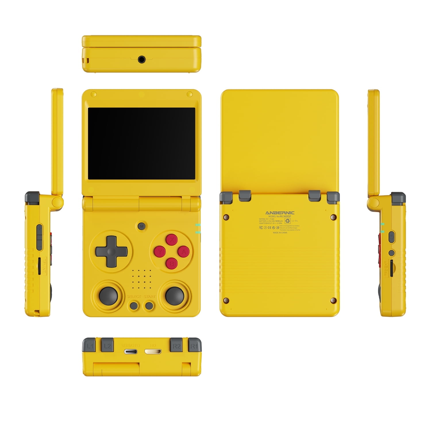 RG34XXSP Handheld Game Console,3300 mAh Battey,3.4 inch Screen Support 30+ Simulators 5G WiFi Bluetooth HD Indigo Yellow