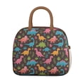 thumbnail image 2 of Womens DarkBrown Cartoon Dinosaurs Colorful Plants Pattern Lunch Box for Work,Insulated Lunch Bag for Women,Loncheras Para Mujer,Leakproof Adult Lunch Bag for Work,Beach,Travel,Picnic,Camping, 2 of 7