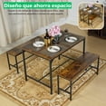 thumbnail image 4 of HOMYLIN Mesa con 2 Banco Juego de Comedor 3 Piezas, 110cm*70cm Para 2 a 4, MDF + METAL MARCO Estilo Retro Para Comdores Cafe Cocina Restaurant, 4 of 6
