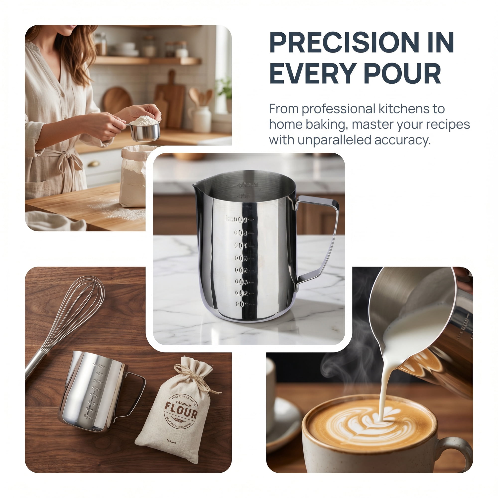 Unique Bargains Basic Stainless Steel Measuring Cup for Kitchen Baking Silver 900ml