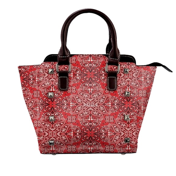 Bandana Style Print Rivet Fashion One-Shoulder Women's Handbag Tote Bag