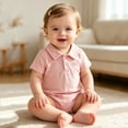 thumbnail image 7 of Nilvkv Newborn Boy Clothes, Newborn Onesies, Toddler Collared Short Sleeve Graphic Embroidered Bodysuit Romper Breathable Summer Pink 12-15 Months, 7 of 7