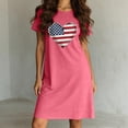 thumbnail image 6 of Bovxnpu Independence Day Womens Nightgowns Sleepshirts Nightshirts Pajama Dress Midi Dress Plus Size Print Crew Neck Sleepwear, 6 of 7