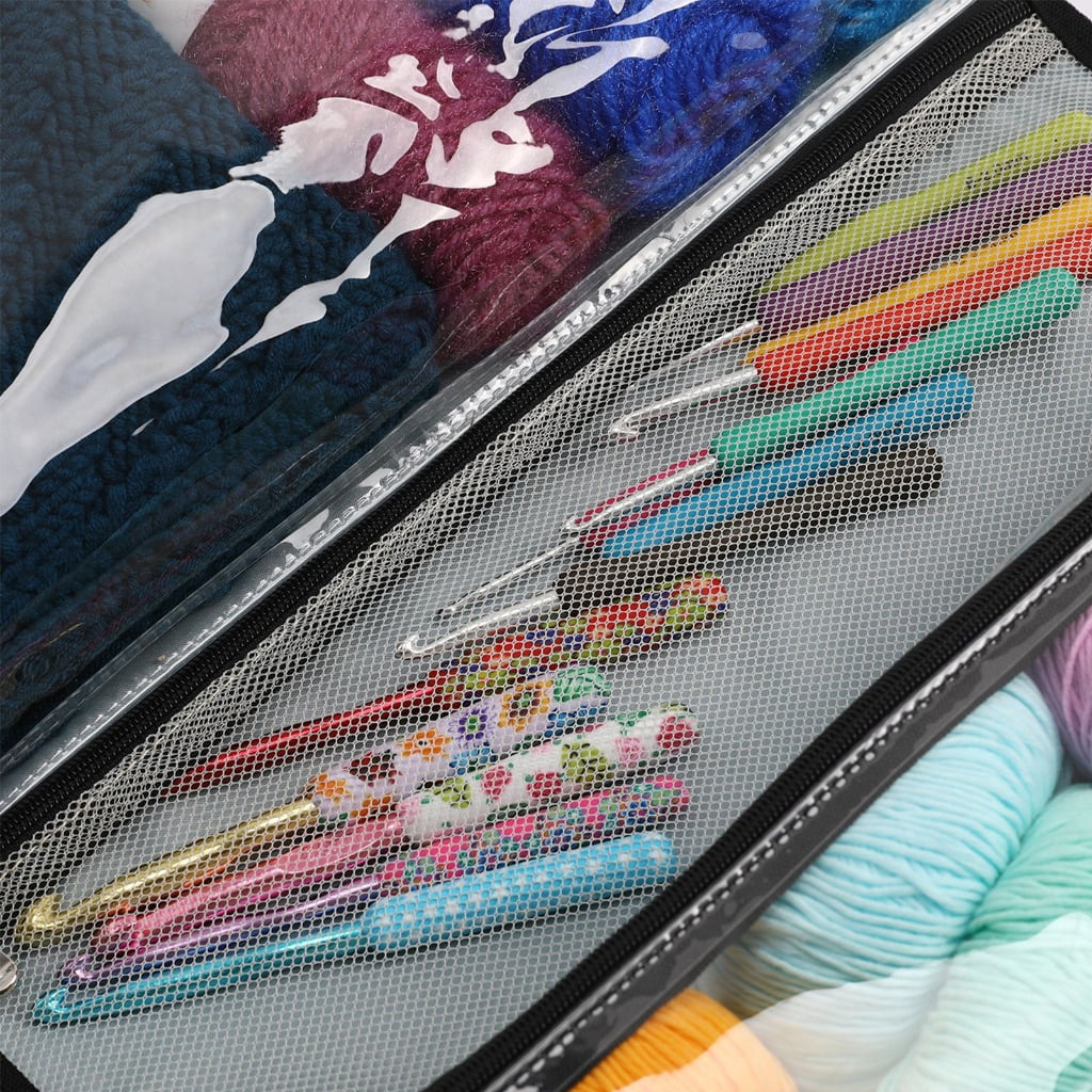 lanema Large Yarn Bag Organizer Unfinished Projects, Crochet Hooks, and Other Supplies