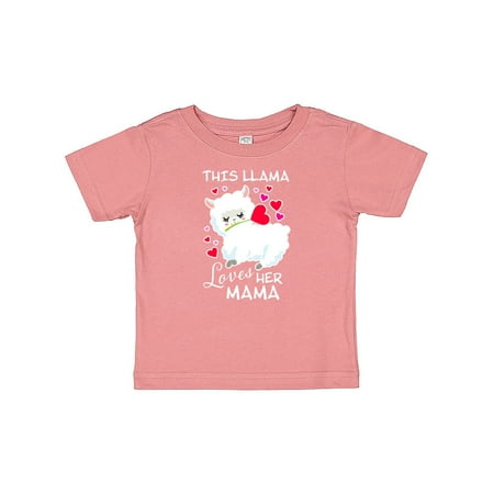 

Inktastic This llama loves her Mama with Hearts Gift Baby Boy or Baby Girl T-Shirt