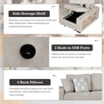 thumbnail image 6 of 109" U-shaped Sectional Sofa Pull-out Sofa Bed with Two USB Ports, a Storage Chaise Lounge and Four Back Pillows for Living Room, 6 of 9
