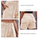 thumbnail image 5 of Pantalones cortos de mezclilla con bolsillo Pierna recta Cintura elástica Botón Cremallera Pantalones cortos de mezclilla de talle alto para verano Caqui claro M, 5 of 6