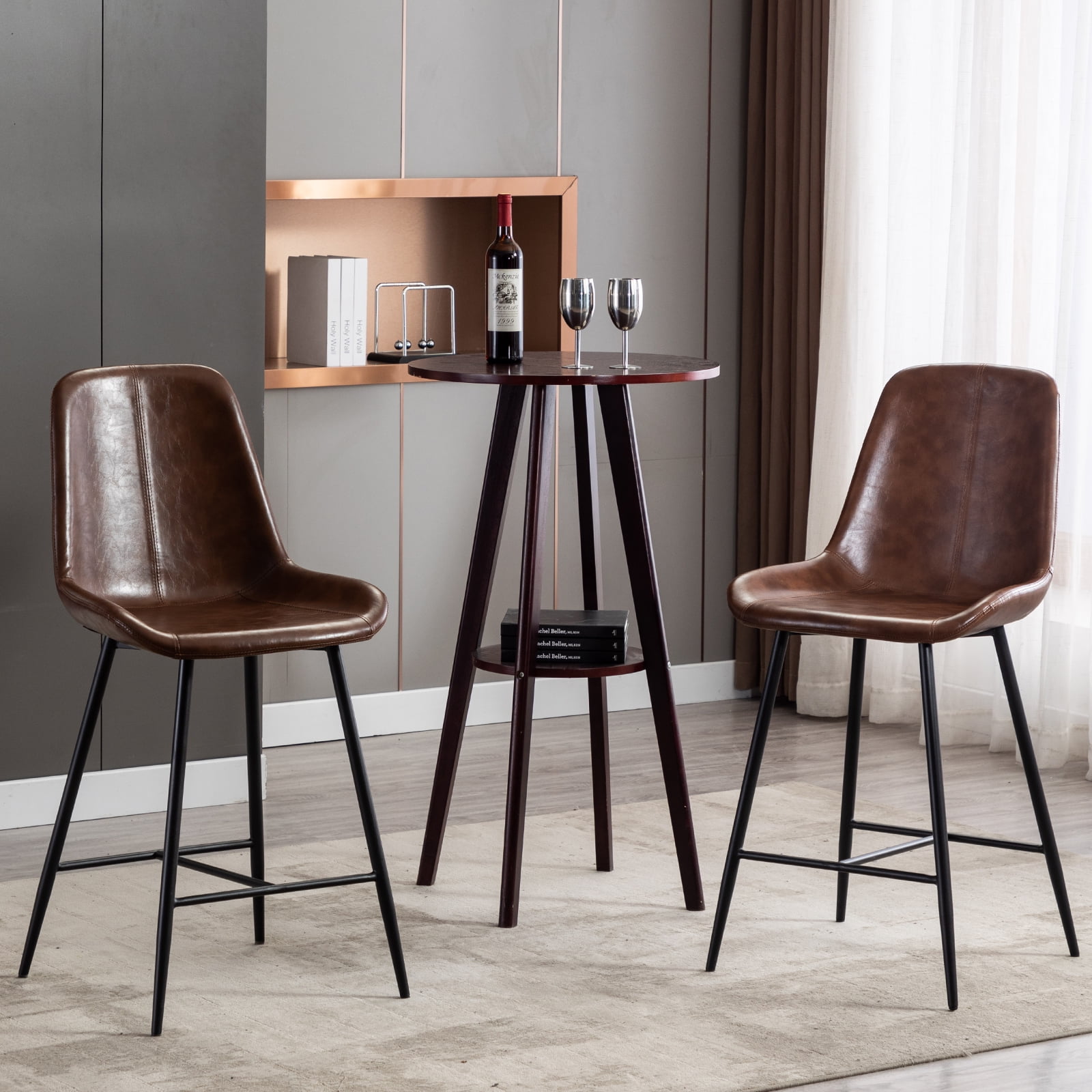 Linon Rae Backless Wood Bar Stool 30 Seat Height Brown Finish Walmart Com Walmart Com