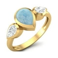 thumbnail image 2 of 1.25 Cts Bezel set Pear Larimar 925 Sterling Silver Gold Vermeil Three Stone Women Mother's Day Gift Ring, 2 of 4
