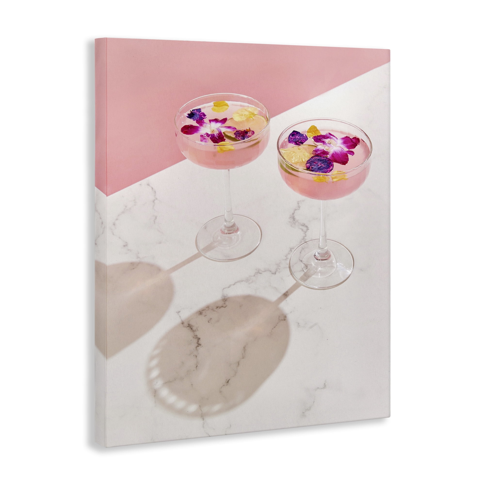 Stupell Industries Pink Floral Cocktails Food & Beverage Painting Gallery Wrapped Canvas Art Print Wall Art, 36 x 48