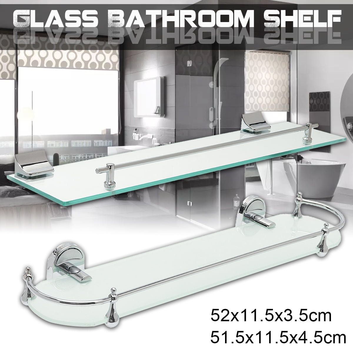 glass bathroom shelves