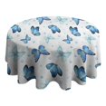 thumbnail image 4 of Blue Butterfly Pattern Round Tablecloth 60"x60",Wrinkle Wipeable Table Cloth for Kitchen Dining Room Picnic Patio Party, 4 of 6
