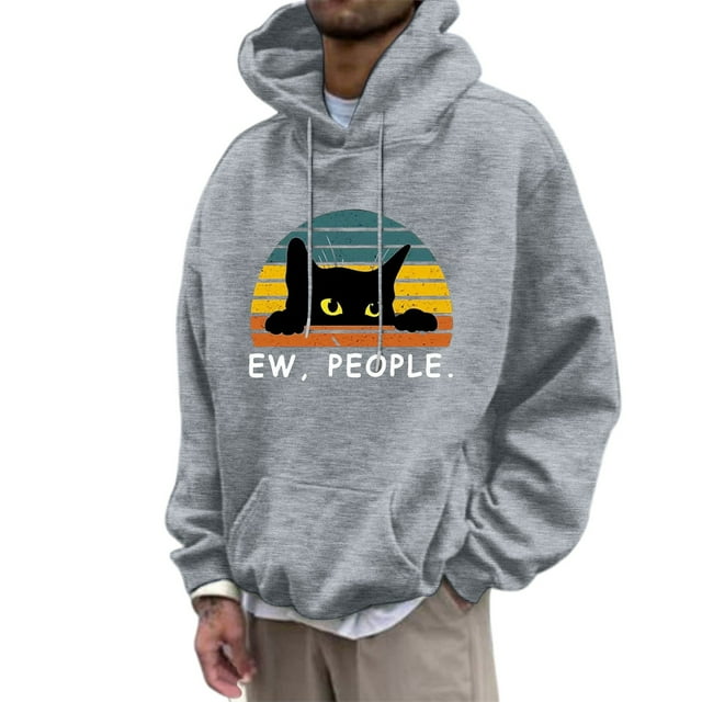 LUOGENLI Hoodies for Men Graphic Design Heavyweight Pullover Hooded Sweatshirt with Front Pocket and Adjustable Drawstring for Casual Comfort Mens Hoodies Zip up 3Xl Light Gray Size M