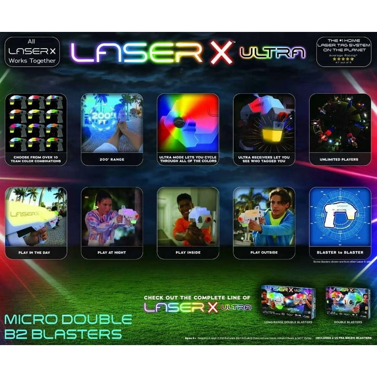 Laser X Ultra Micro Double B2 Blasters - Laser Tag 10 Team Colors