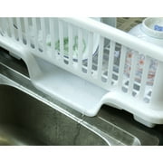 Heavy Duty 2-Piece Plastic Dish Drying Rack Set in White - Includes Large Dish Drainer, Attached Drainboard, and Utensil Cup Holders for Home Kitchen Countertop Organization