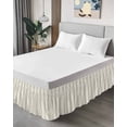 thumbnail image 4 of Sage Green Striped Wrap Around Bed Skirts for Queen Bed 16" Drop,Bed Skirt with Adjustable Elastic Belt Dust Ruffle Bed Valance for Bedroom Hotel Luxury Modern Farmhouse Green Stripes Bed Frame Cover, 4 of 7