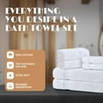 thumbnail image 5 of White Classic White Bath Towel Set of 6 - 100% Cotton Highly Absorbent Towels for Bathroom, 2 Luxury Bath Towels 650GSM, 2 Hand Towels, 2 Washcloths, 5 of 7