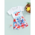 thumbnail image 3 of Faithtur Independence Day Infant Two Piece Outfits, Baby Popsicle Lettering Pattern Short Sleeve T-shirt Tie Dye Drawstring Shorts, 3 of 9