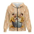 thumbnail image 4 of FOR U DESIGNS Sunflower Corgi Zip Up Hoodie Women Oversized Trendy Hoodies Size L Long Sleeve Sweatshirt Hooded Jackets for Women with Zipper Activewear with Drawstring, 4 of 7
