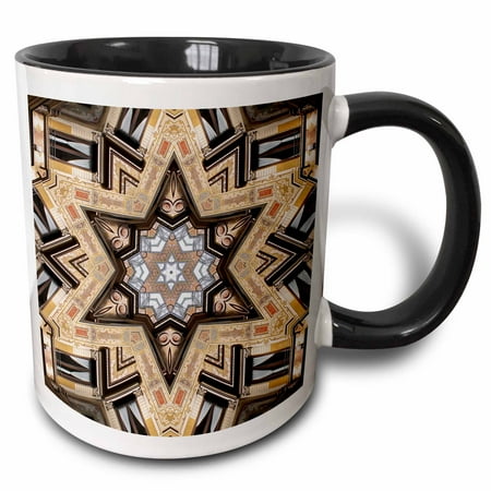Architectural Star - 3dRose Architectural Star of David - Judaism star of David architecture design - Two Tone Black Mug, 11-ounce