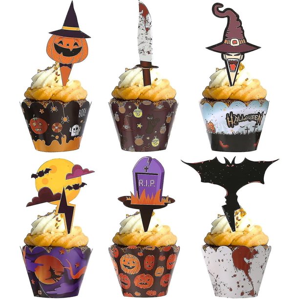 Decoraciones De Cupcakes De Halloween, Embalaje De Toppers De Cupcakes De Halloween, Decoraciones Para Pasteles De Halloween Pronto Araña Calabaza Pequeña, Decoraciones De Cupcakes Hal