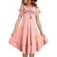 thumbnail image 2 of Robes d'Été pour Filles Double Couche Manches Flottantes Robe Fluide Ligne A Décontractée Dégradé Midi, 2 of 6