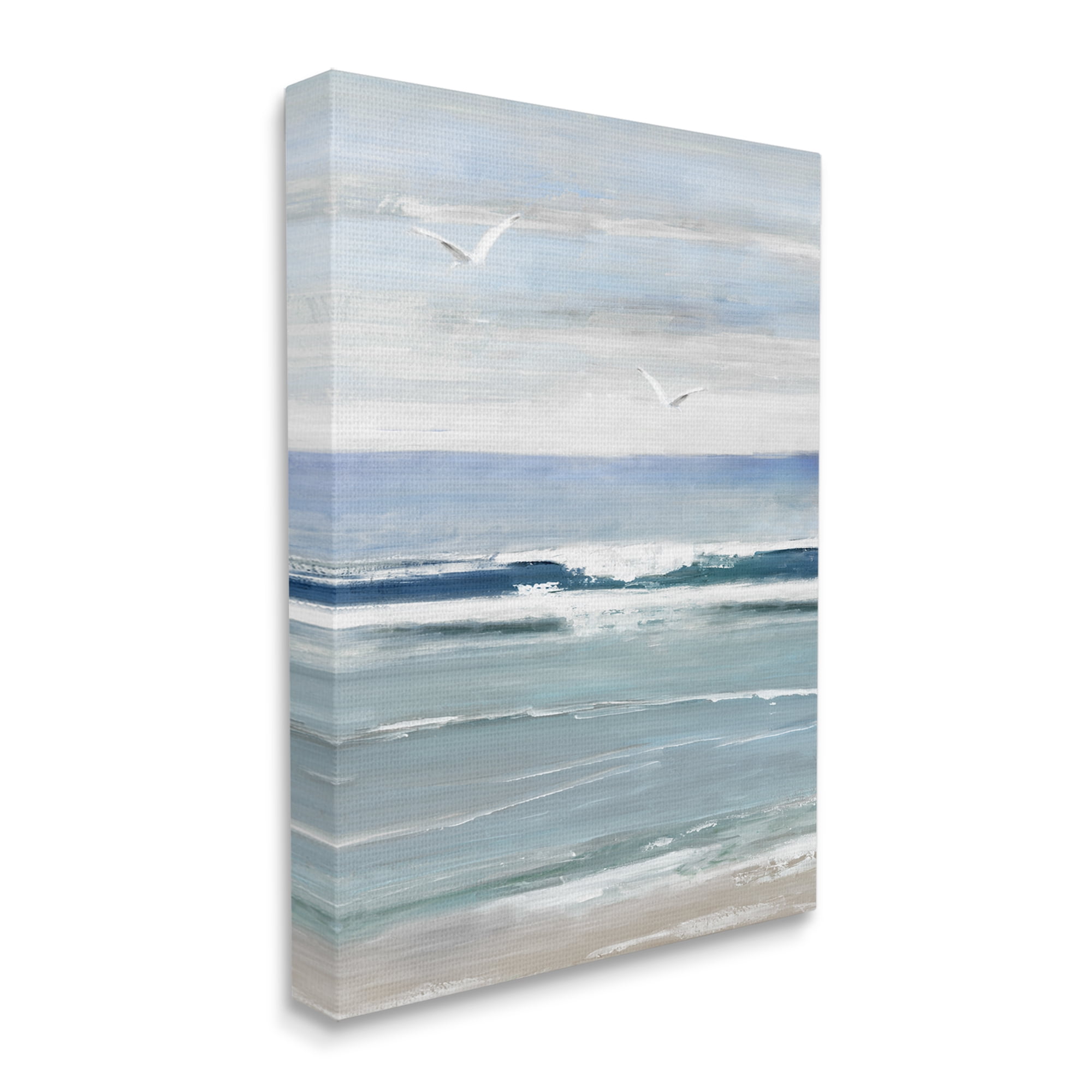Stupell Industries Rolling Waves & Seagulls Nature Painting Gallery Wrapped Canvas Art Print Wall Art, 24 x 30