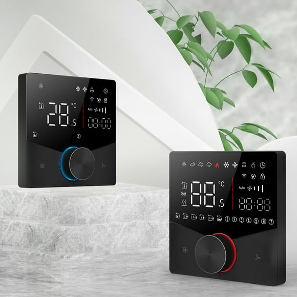 Central AC Thermostat Smart Energy Saving Control LED Panel Touch Key Thin Wall Mount Cool Lighting Effect WiFi Air Conditioner Thermostat for Home