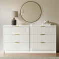 thumbnail image 5 of FURNIWAY 6 Drawer Dresser for Bedroom, 55" Wide Modern Chest of Drawers with Gold Metal Handles, Fluted Wood Clothes Storage Organizer & Cabinet for Living Room, Hallway (White), 5 of 8