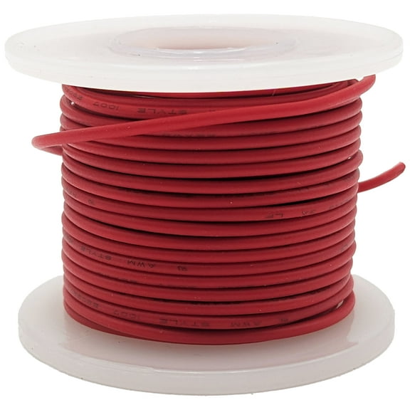 25 Feet Red 22 Gauge Solid Hook-Up Wire, Tinned Copper, PVC Insulation (Shade May Vary)