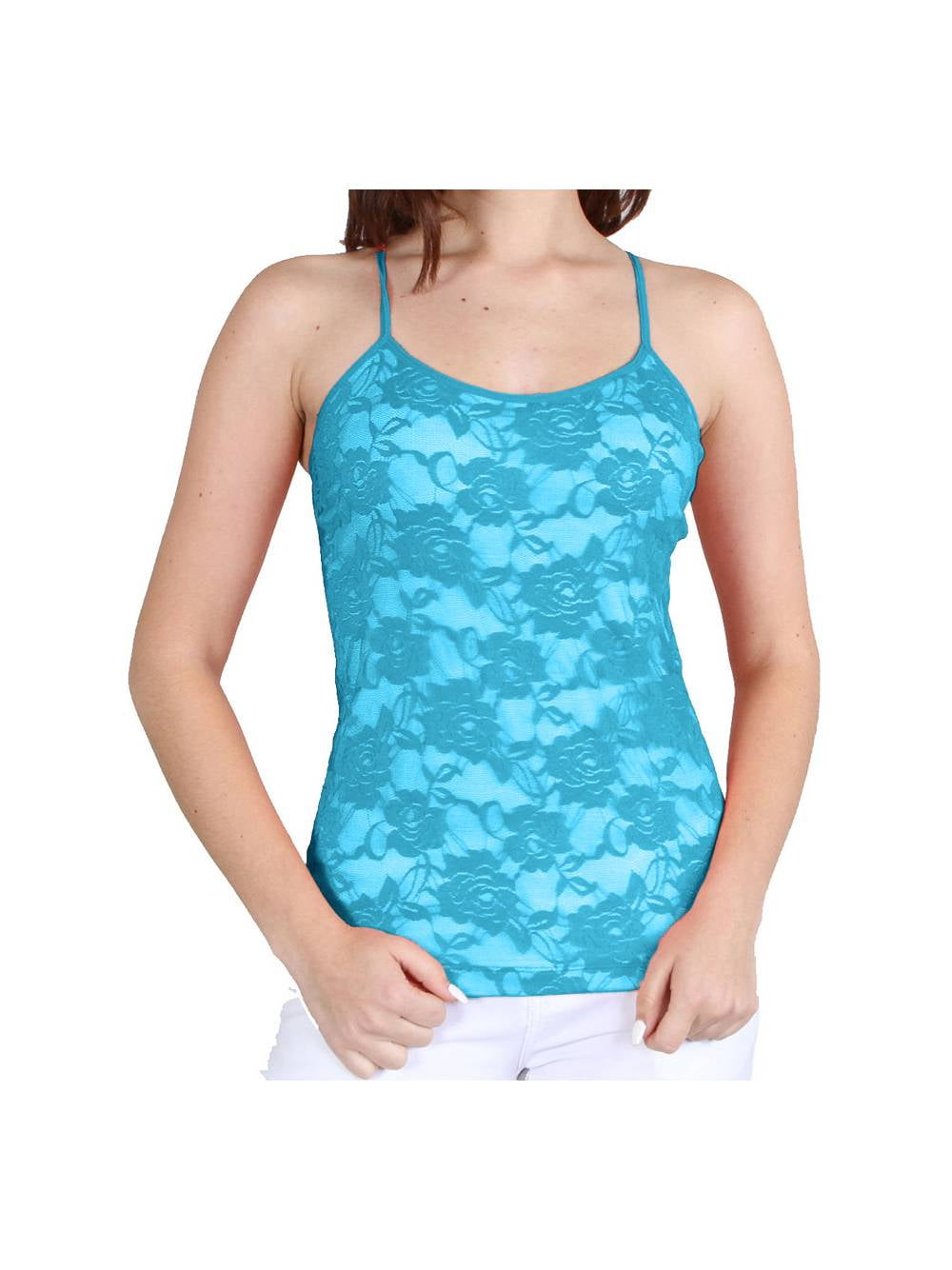 Seamless Lace Trim Camisole Adjustable Spaghetti Strap Tank Top Stretch ONE SIZE 