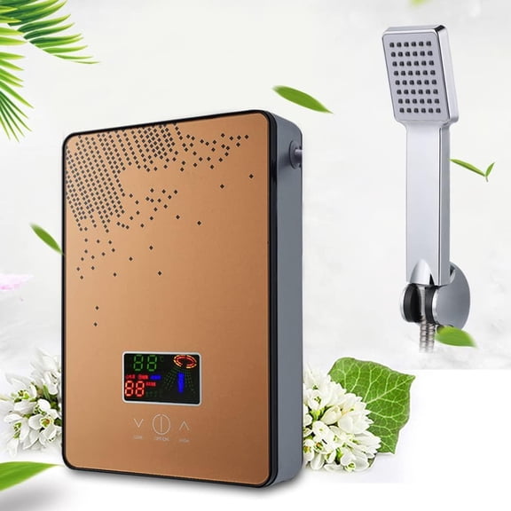 Instant Water Heater, Whole House Electric Tankless Instant Water Heater With Shower Head, Ipx4 Large Led Screen Shows Temperature