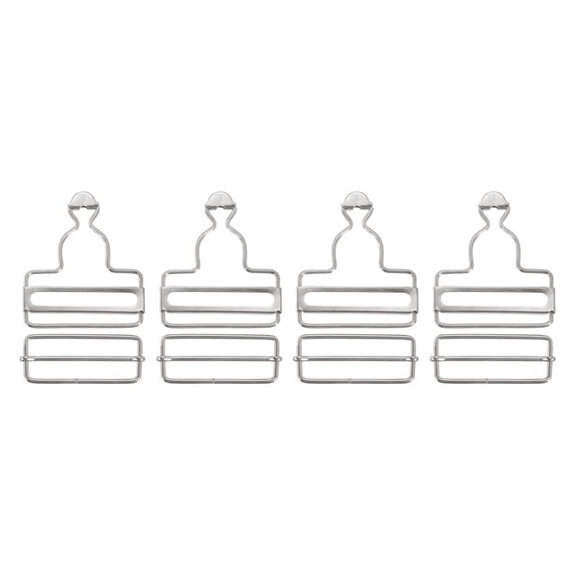 Unique Bargains Overall Buckles 4 Sets Retro Suspender Replacement Buckles 50mm, Silver Tone