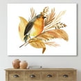 thumbnail image 2 of Designart ' Autumn Flowers and Robin Bird ' Traditional Canvas Wall Art Print, 2 of 4
