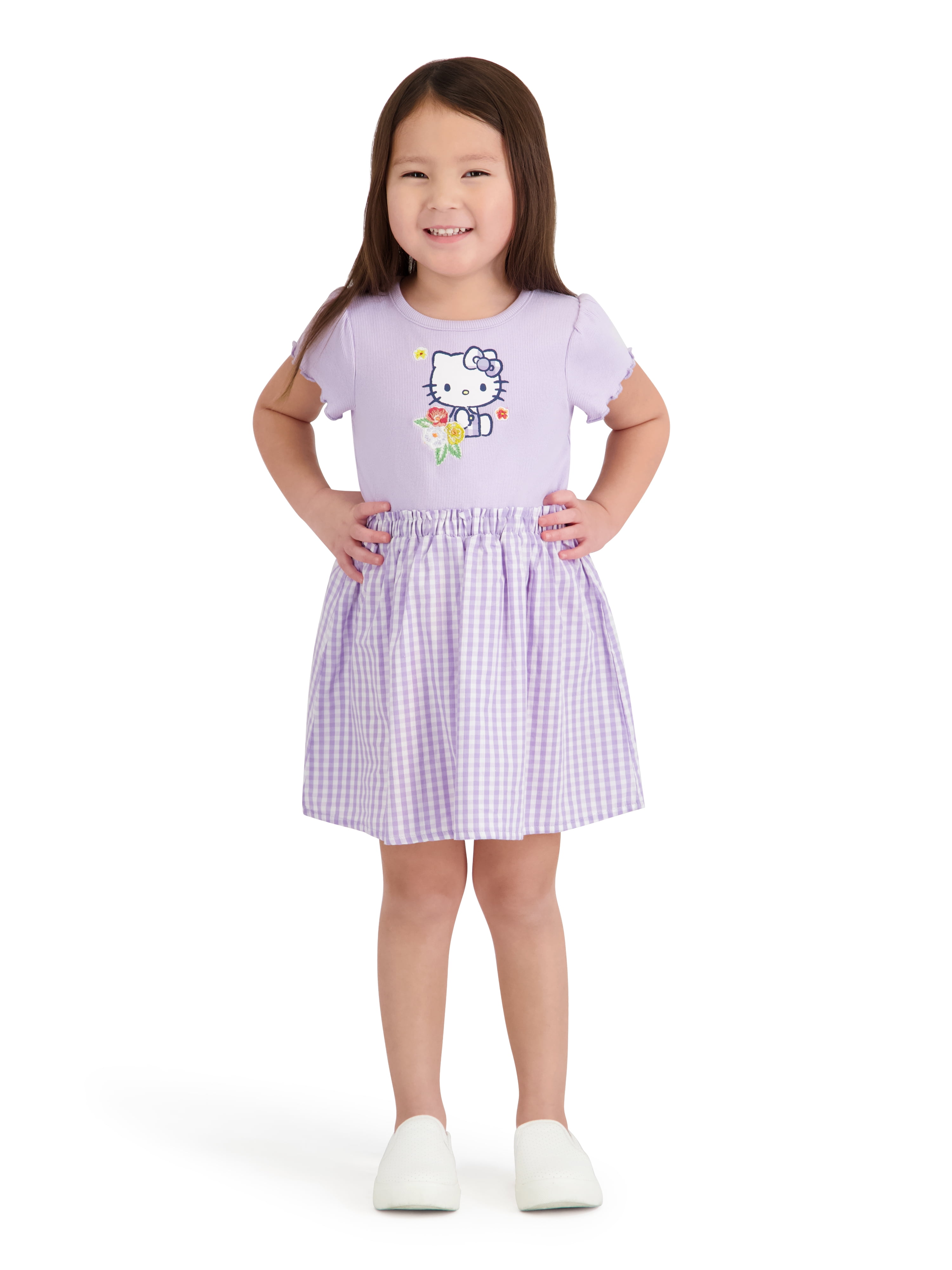 Hello Kitty Toddler Girls Woven Short Sleeve Dress, Sizes 12 Months-5T