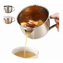 2Pcs 2026 New Fat Separator with Dual Spout Design - 304 Stainless Steel, Gravy Separator & Fat Separators Jug, with Ergonomic Heat-Resistant Handle, Reusable, for Broth, Soup, Stew, Hot Pot