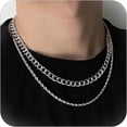thumbnail image 1 of HAHDAXIA 2Pcs Chain Necklace for Men Silver Rope Chain Necklace Set Stainless Steel Necklace Chain for Boys Snake Chain Jewelry for Boys, 1 of 7