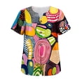 thumbnail image 5 of VBVC Women's Floral Print Henley Blouse , Ladies' V-Neck Short Sleeve Summer Top , Boho Tropical Vacation Shirts For Women,Black,S-3XL, 5 of 8