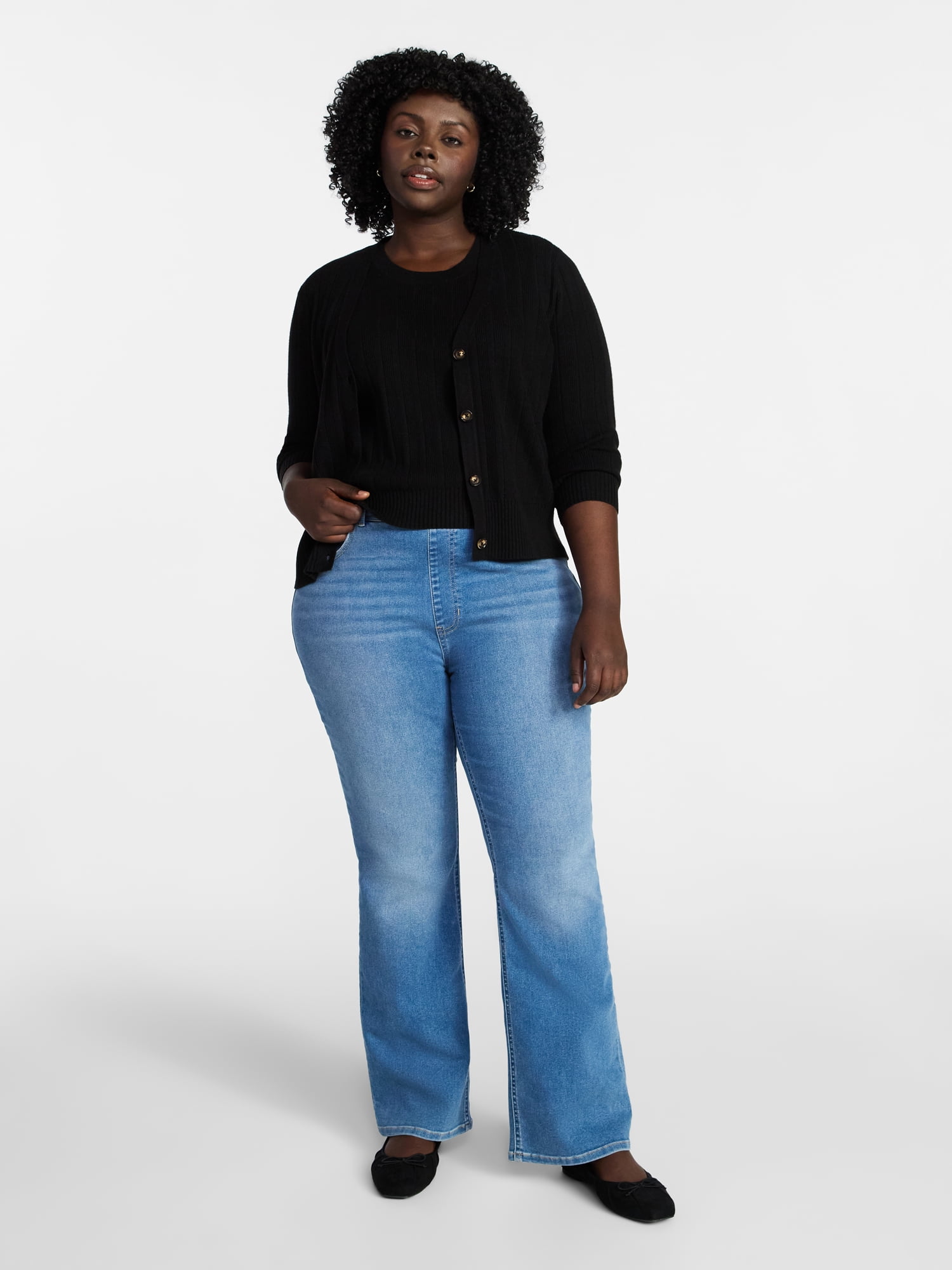 Terra & Sky Women's Plus Size Pull On High Rise Bootcut Jeggings, 31" Inseam, Sizes 0X-4X