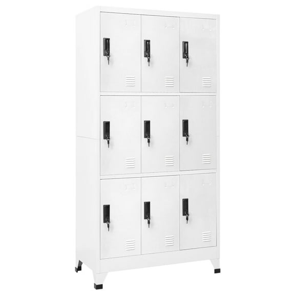 vidaXL Locker Cabinet White Steel Large Locker Cabinet Rectangular