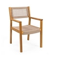 thumbnail image 5 of JERFIT Modern Braided Rope Dining Chair Set of 2, Light Brown Teak Finish Acacia Wood Side Chairs for Kitchen, Dining Room, 5 of 6
