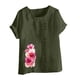 thumbnail image 4 of Camisetas de Manga Corta para las Mujeres Impreso Botón de Manga Corta Camiseta Blusa Poliéster, Ropa Casual Mirar Superior para las Mujeres, 4 of 4