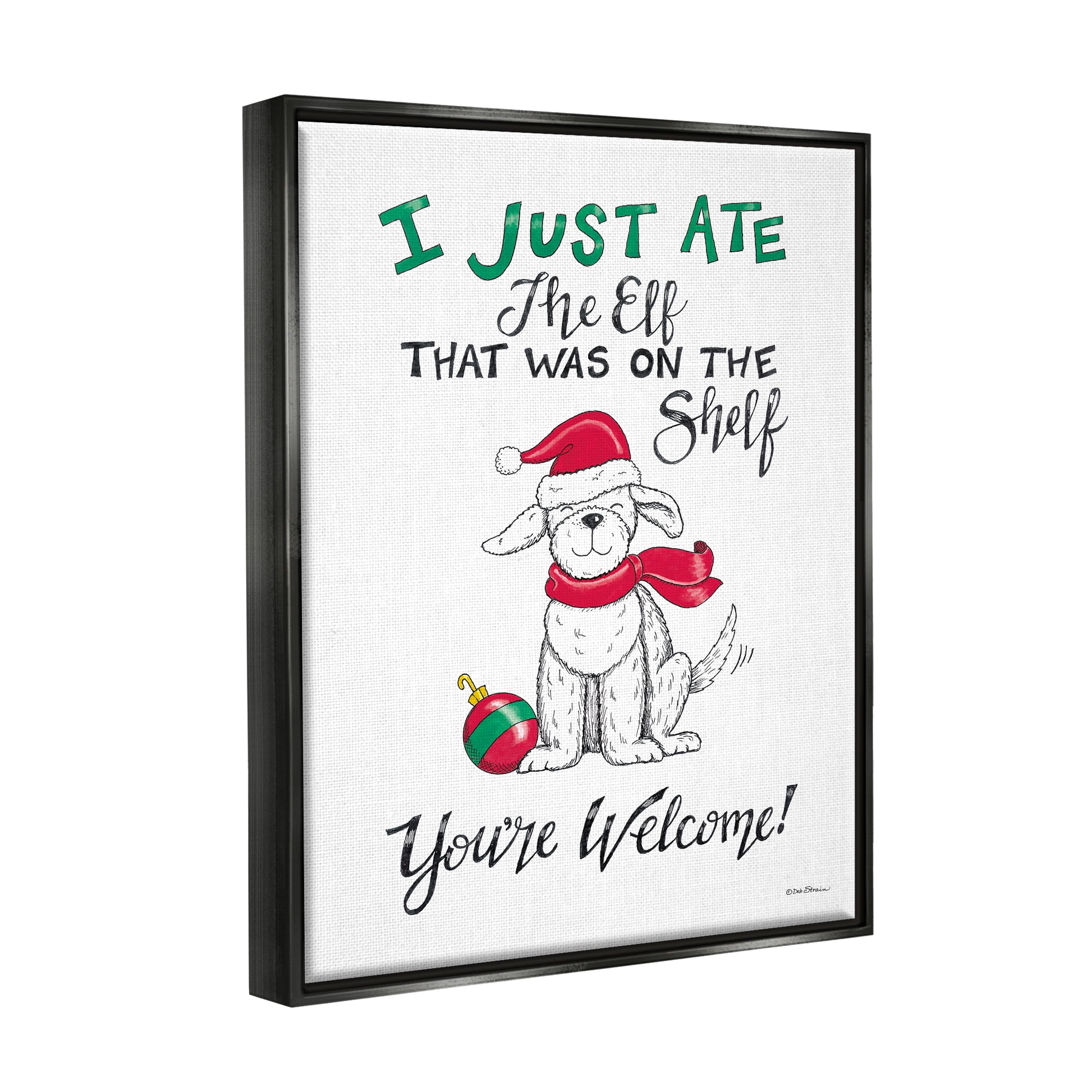 Stupell Industries Funny Christmas Dog Phrase Holiday Painting Black Floater Framed Art Print Wall Art, 25 x 31